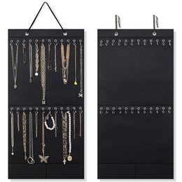 Jewellery Settings Necklace Organiser Hanging Felt Decorative Wall Mounted Earrings Bracelet Storage Display Holder with 24 Hooks 230407