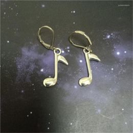 Dangle Earrings Musical Note Leverback Antique Silver Color Jewelry Punk Style Mom / Grandma Gift Music Lover