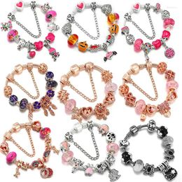 Charm Bracelets 30 Styles Pink Heart Chain With Dog Beads Bracelet Bangles For Women Men Bijoux Pulseras Jewelry Gift