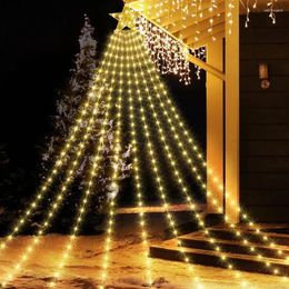 Strings Outdoor Tree Lights 9X3M Christmas Star String 288 LED Waterfall Curtain Topper Fairy Light