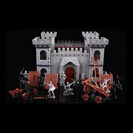 Building Kits Mediaeval Stronghold Model Defence Castle Knights Military Fort with Soldier Chariot Christmas Toy Boy Gift P230407