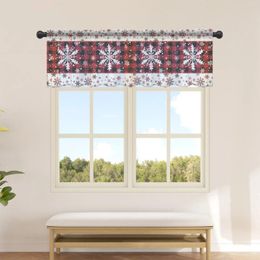 Curtain Christmas Snowflake Plaid Sheer Curtains For Kitchen Cafe Half Short Tulle Window Valance Home Decor