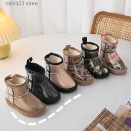 Boots Children's shoes Girl's Fashion Transparent Upper Snow Boots Boy's Thick Plush Ankel High Warm Winter Boots Size 23-37 T231107