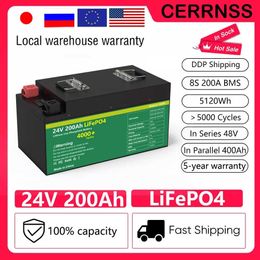 24V 200AH LiFePO4 Battery Pack 300Ah Lithium Solar Battery Grand A Cells Built-in BMS 4000 Cycle For RV Boat NO TAX LiFePO4 48V