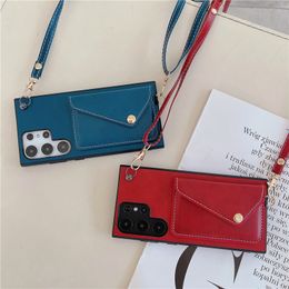 Crossbody Chain Envelope Vogue Phone Case for iPhone 14 13 12 11 Pro Max Samsung Galaxy S23 Ultra S22 Plus S21 Adjustable Lanyard Card Slot Leather Wallet Back Cover