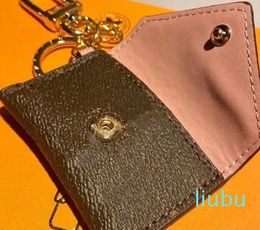 Designer Letter Wallet Keychain Keyring Fashion Purse Pendant Car Brown Flower Mini Bag Trinket Gifts Accessories no box