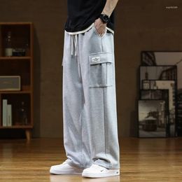 Men's Pants Track Pant Male Multi-Pockets Drawstring Autumn Sweatpants Men Casual Cotton Loose Straight Trousers Big Size 6XL 7XL 8XL