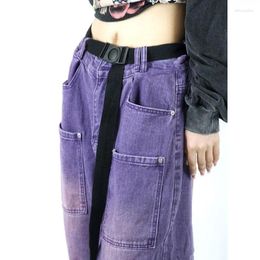 Women's Jeans American Vintage Purple Washed To Make Old Loose Straight Leg Fit Pants Baggy Women Full Length Woman