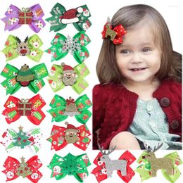 Hair Accessories 3.5 Inch Kids Cute Bow Christmas Tree Deer Hairpins Boutique Santa Claus Clips Handmade Children Gifts Accessorie