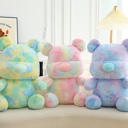 Cartoon Colourful Bear Plush Toys Tie Dyed Teddy Bear Doll Children's Birthday Gift Wholesale
