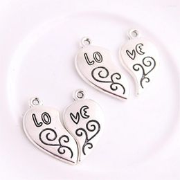 Charms Sweet Bell 20 Set Antique Love Carving Friends Jewelry Findings Heart Pendant Fit Diy 4A613