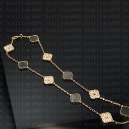 2023 Fashion Vintage 4/Four Leaf Clover Necklace Elegant Ten Clover Classic Bracelet Necklace Women's Jewelry Pendant High Quality Pietersite 05