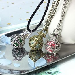 Pendant Necklaces Essential Oil Diffuser Vintage Chime Music Ball Heart Shape Love Locket Necklace For Women DIY Accessories