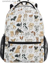 Backpacks Cute Doodle Dog Print Animal Large Backpack for Kids Boys Girls School Student Personalised Laptop iPad Tablet Travel School Bag Q231108