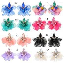 Stud Earrings Lace Flower Studs Chiffon Floral Chic Petal Handmade Fashion Jewellery Gift For Women Girls