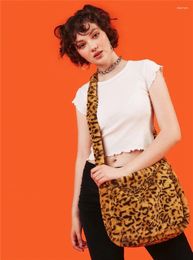 Evening Bags Leopard Print Shoulder Women Bag Winter 2023 Soft Faux Fur Ladies Hand Casual Fluffy Crossbody Messenger Bolsa Feminina