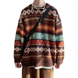 Men's Sweaters Stylish Men Autumn Sweater Knitting Winter Colourful O Neck Elastic Spring Keep Thermal