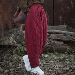 Women's Pants Johnature Women Plus Cotton Warm Winter Bloomers 2023 Loose Pockets Vintage Thick Long