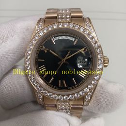 3 Style Mens Diamond Bracelet Watches Real Photo 904L Men's 40mm Date Black Roman Dial 228235 Rose Gold Everose Green Automatic Dress Wristwatches Mechanical Watch