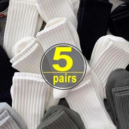 Women Socks 1/5pairs Unisex Pure Cotton Black White Solid Designer Soft Breathable Outdoor Sport Sock Ankle Business Men