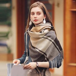 Scarves Women'S Fashion Imitation Cashmere Scarf Shawl Thickened Warm Tassel Neck Classic Outdoor Winter For Men