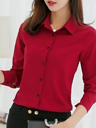 Women's Blouses Blouse Women Chiffon Office Career Shirts Tops 2023Fashion Casual Long Sleeve Femme Blusa