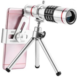 Freeshipping Cell Phone Camera Lens Kit Universal 18X Optical Zoom Telephoto Telescope Len with Aluminium Alloy Tri Tqgso