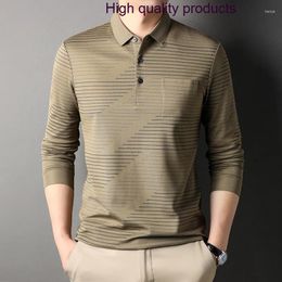 Men's Polos Printed Striped Spring Autumn Long Sleeve Smart Casual Male Polo Shirts Classical Man Tees 3XL