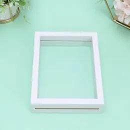 Frames White Picture Frame Glass Po Double Sided Specimen 6 In Decorative For Table Desk Wooden