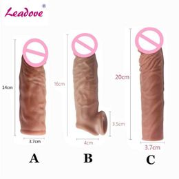 Sex Toy Massager Realistic Penis Extension Cock Sleeve Reusable Silicone Enlarger Delay for Men Dildo Enhancer Ys0361