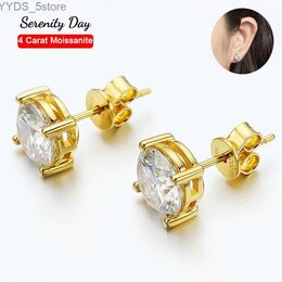 Stud Serenity Four Cl 4 Carat a Pair Gold Color Moissanite Stud Earring For Women S925 Sterling Silver Plate Pt950 Stud Ear Jewelry YQ231107