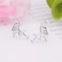 Stud Earrings 925 Silver Mini Animal Flamigo Bird White Zirconia Crystal Earring For Women Kid Small Pendientes Fashion 2023 Whosale