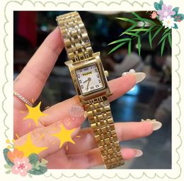 Small Two Pins Design Dial Fashion Lovers Watch Women Automatic Quartz Battery Business Leisure Stainless Steel Digital Number Tank Series Popular Watches