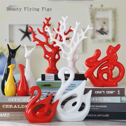 Decorative Objects Figurines Creative Modern Ceramic Crafts Gift Living Room TV Wine Cabinet Family Art Jewellery Display Wealth Tree Decoration 230407