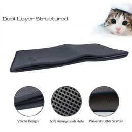 Cat Beds Litter Mat EVA Double-Layer Trapper Mats With Waterproof Bottom Layer Black Bed Drop