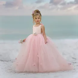 Girl Dresses Flower Dress For Wedding Lace Appliques Beading Princess Kids Children Evening Party First Communion Little Bride Ball Gown