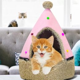 Cat Beds Cute Pet Bed Christmas Tree Dog Soft Warming Tent Cave Nest House Winter Warm Sleeping