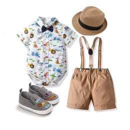 Set di abbigliamento Costume da safari nella giungla per vestiti da neonato Animali per bambini Leone stampato Pagliaccetto Tuta Pantaloni con bretelle 230407