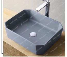 Bathroom Sink Faucets Cement Grey Table Washbasin Wash Basin Square Household Simple Ceramic