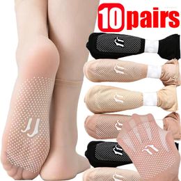 Women Socks 20Pcs/lot Transparent Crystal Silk Summer Breathable Soft Dot Non-Slip Bottom Ankle Meias Elastic Nylon Boat Sox