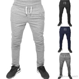 New Men Style Casual Fitted Gym Pants Slim Fit Embroidered Stretch Urban Wind Sport Pants Straight Trousers296A