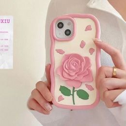 Designer Fashion Silicone phone case Rose Fit iPhone 14 11 12 13 Pro Max Anti-fall Protective case