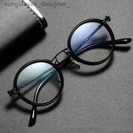 Sunglasses Frames Vintage Fashion Eyeglass Frame Men's Round Frame Punk Style Metal Anti Blue Light Flat Mirror EyewearL231107