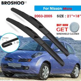 Windshield Wipers Car Wiper Blade For Nissan Micra 21"+18" 2003 2004 2005 Windscreen Windshield Wipers Blades Window Wash Fit U Hook Arms Q231107