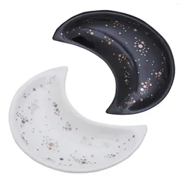 Decorative Figurines Cermic Moon Jewellery Dish Small Decortive Nordic Holder For Errings Rings Necklce Fruit Snck Plte Try