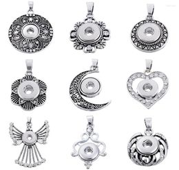 Chains Fashion Beauty Heart Moon Flowers Angel Round Snap Pendant Necklace Chain 60cm Fit 12MM Buttons Small Size Jewelry