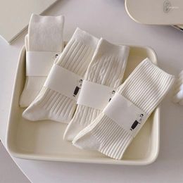 Women Socks Women's White Breathable Casual Japanese Style Crew Simple Basic High Quality Ladies Cotton Striped Girl