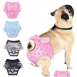 Dog Apparel Diapers Pet Female Puppy Kitten Menstruation Washable Reusable Panties Cotton Briefs For Dhjnz