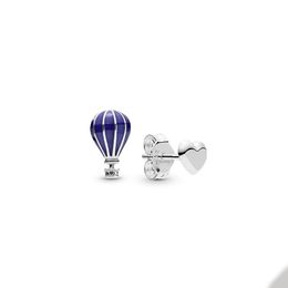 Blue Balloon and Hearts Stud Earring for Pandora Authentic Sterling Silver Wedding Party designer Earrings For Women Girlfriend Gift Love earring with Original Box