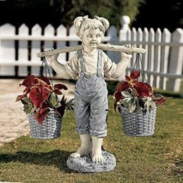 Garden Decorations Statues Resin Decor Little Girl Flowers For Felicity Yard Sculptures Outdoor Tabletop Ornament